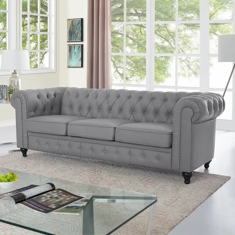 Canapé Chesterfield Emery, Confort Luxueux pour Salons Chaleureux, Canapé Moderne du Milieu du Siècle, Élégance & Sérénité, Canapé 3 Places