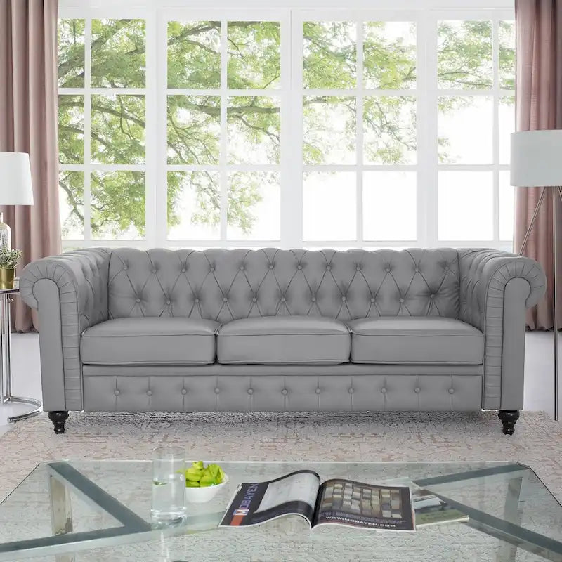 Canapé Chesterfield Emery, Confort Luxueux pour Salons Chaleureux, Canapé Moderne du Milieu du Siècle, Élégance & Sérénité, Canapé 3 Places