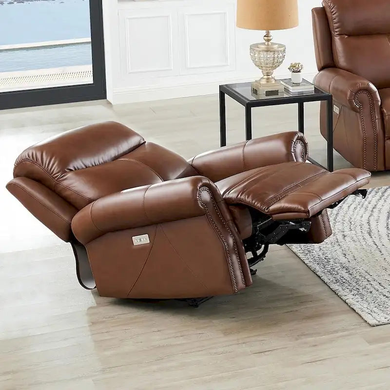 Hydeline Royce Fauteuil inclinable en cuir pleine fleur à gravité zéro avec inclinaison électrique et appui-tête