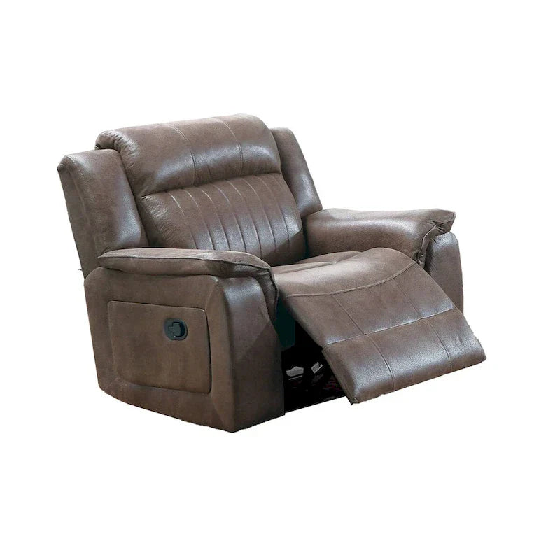 Fauteuil inclinable manuel en tissu avec accoudoirs rembourrés, Marron