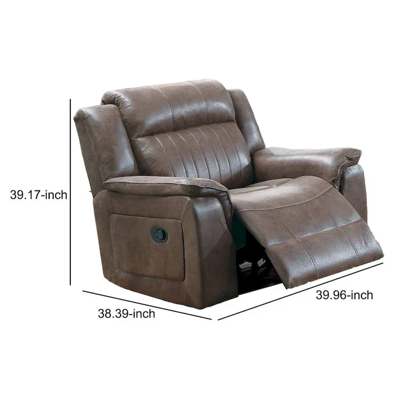 Fauteuil inclinable manuel en tissu avec accoudoirs rembourrés, Marron