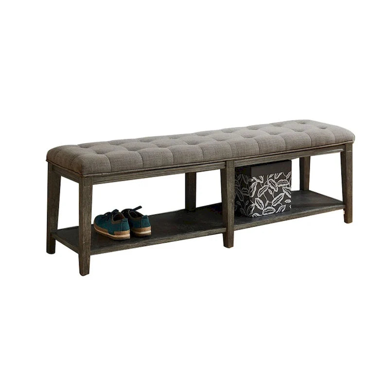 Banc en bois avec assise capitonnée