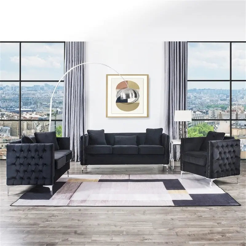 Ensemble Salon en Velours Noir
