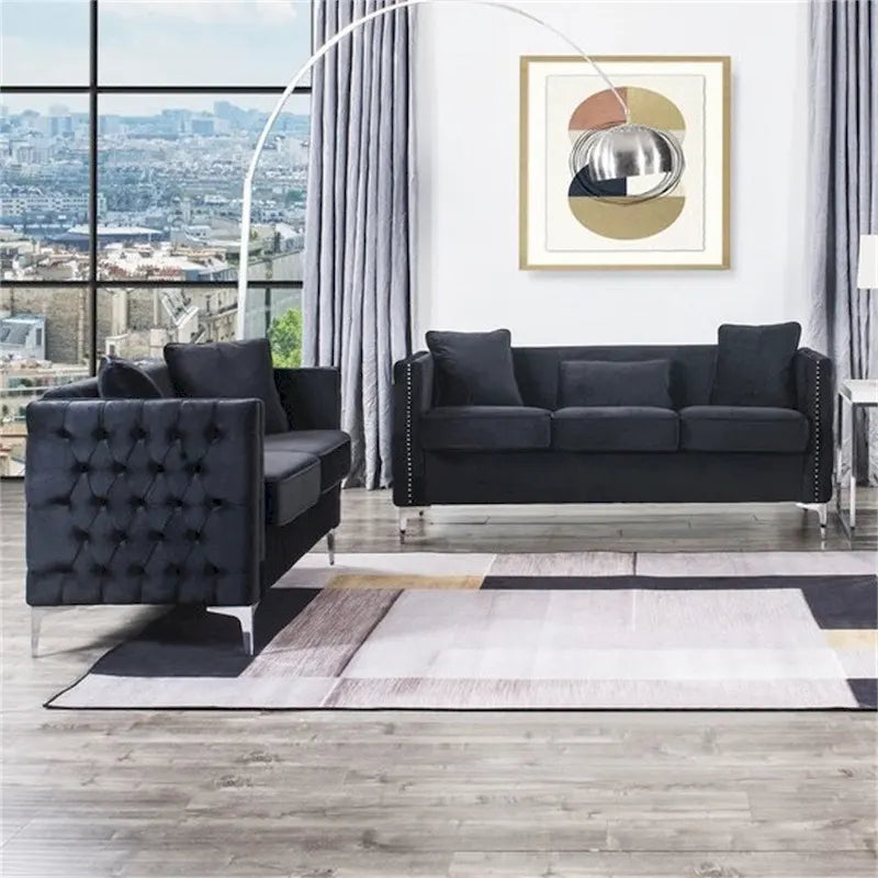 Ensemble Salon en Velours Noir