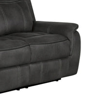 Canapé inclinable manuel Tom de 85 pouces avec mouvement, similicuir noir et mousse à mémoire de forme de gel