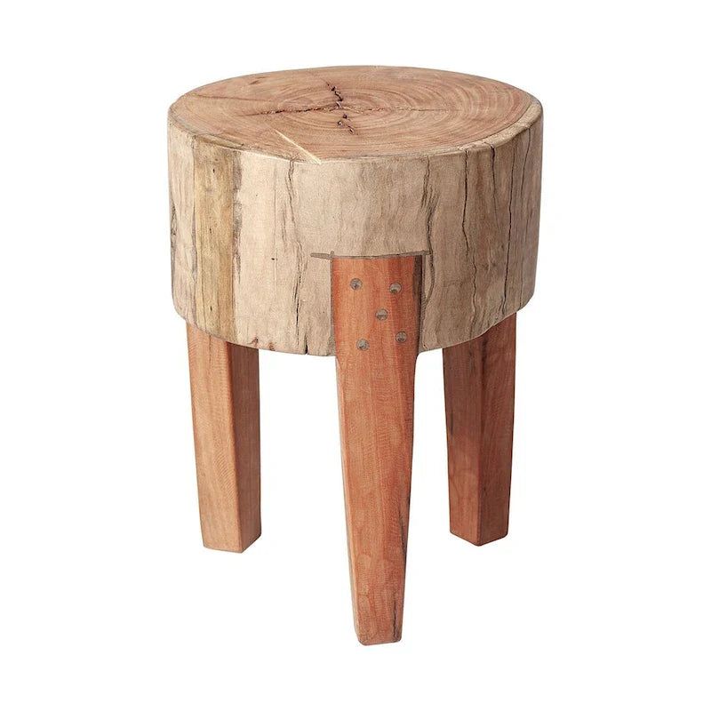 Tabouret en bois de récupération massif rustique Asco