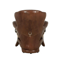 Fauteuil à oreilles en cuir pleine fleur Aspen Pasargad Home, Marron - L81xP88xH85