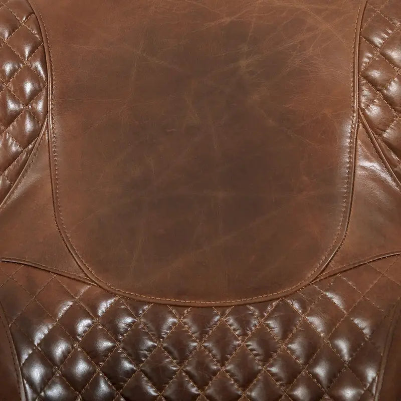Fauteuil à oreilles en cuir pleine fleur Aspen Pasargad Home, Marron - L81xP88xH85