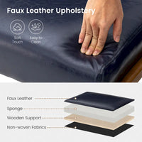 Tabouret d'appoint en similicuir Glitzhome 24,5W avec pieds en hévéa noyer