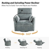 Fauteuil inclinable pivotant Barry Modern 38 Power Rocking Swivel Nursery Recliner avec ports USB lot de 2 par HULALA HOME