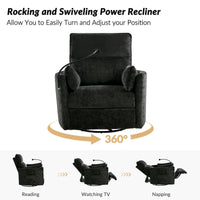 Fauteuil inclinable pivotant Barry Modern 38 Power Rocking Swivel Nursery Recliner avec ports USB lot de 2 par HULALA HOME