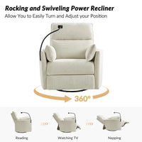 Fauteuil inclinable pivotant Barry Modern 38 Power Rocking Swivel Nursery Recliner avec ports USB lot de 2 par HULALA HOME