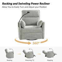 Fauteuil inclinable pivotant Barry Modern 38 Power Rocking Swivel Nursery Recliner avec ports USB lot de 2 par HULALA HOME