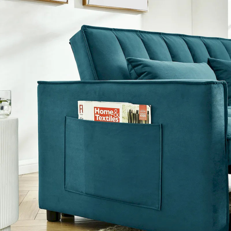 Causeuse-canapé moderne en velours avec lit escamotable, convertible 3 en 1 pour salon canapé-lit