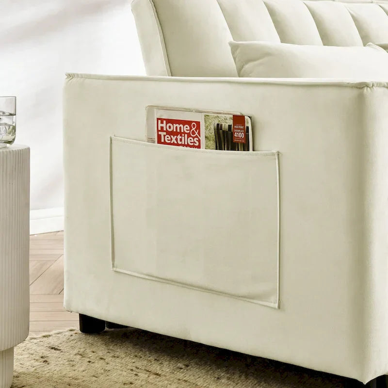 Causeuse-canapé moderne en velours avec lit escamotable, convertible 3 en 1 pour salon canapé-lit