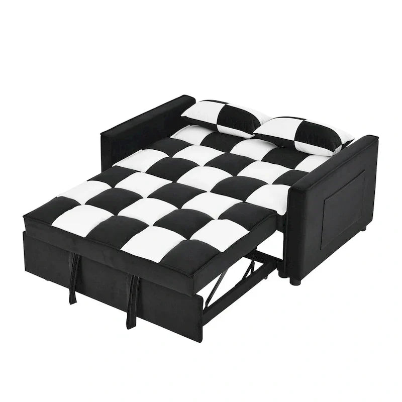 Causeuse-canapé moderne en velours avec lit escamotable, convertible 3 en 1 pour salon canapé-lit