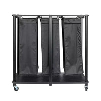 Centre de lessive à 3 sacs, Tablettes en stratifié lisse, Cadre en acier robuste, Barre de suspension, Options de pieds à roulettes et fixes