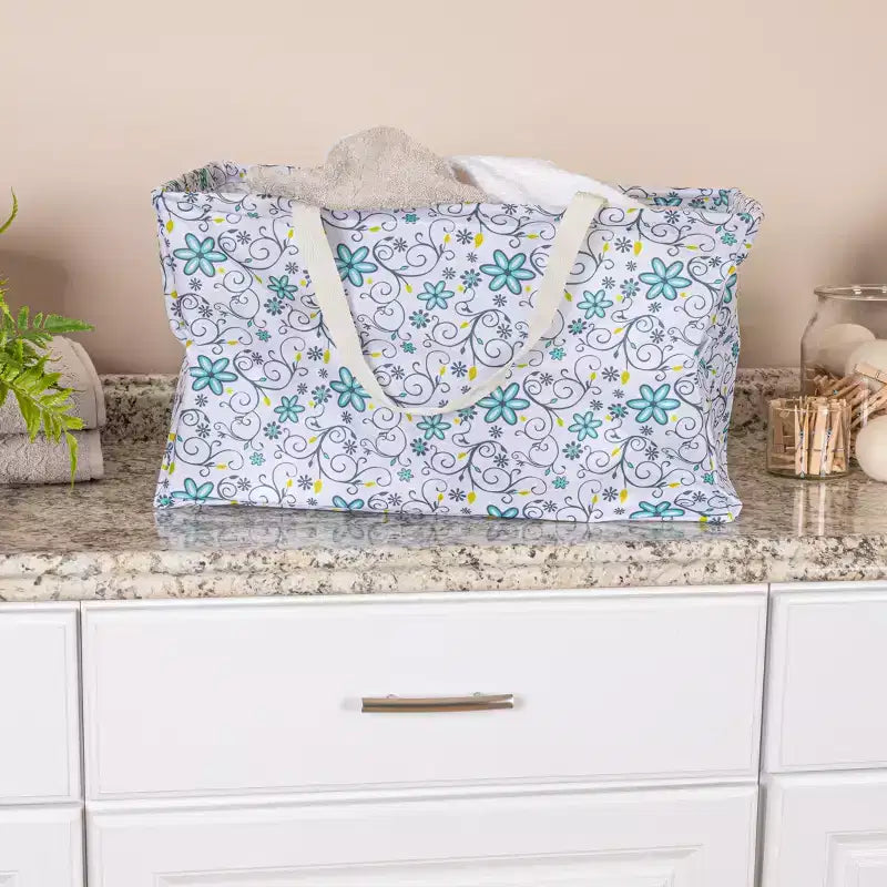 Sac fourre-tout utilitaire en toile avec poignées, fourre-tout Krush rectangulaire, doublure en vinyle résistante à l'eau, grande capacité, durable et polyvalent