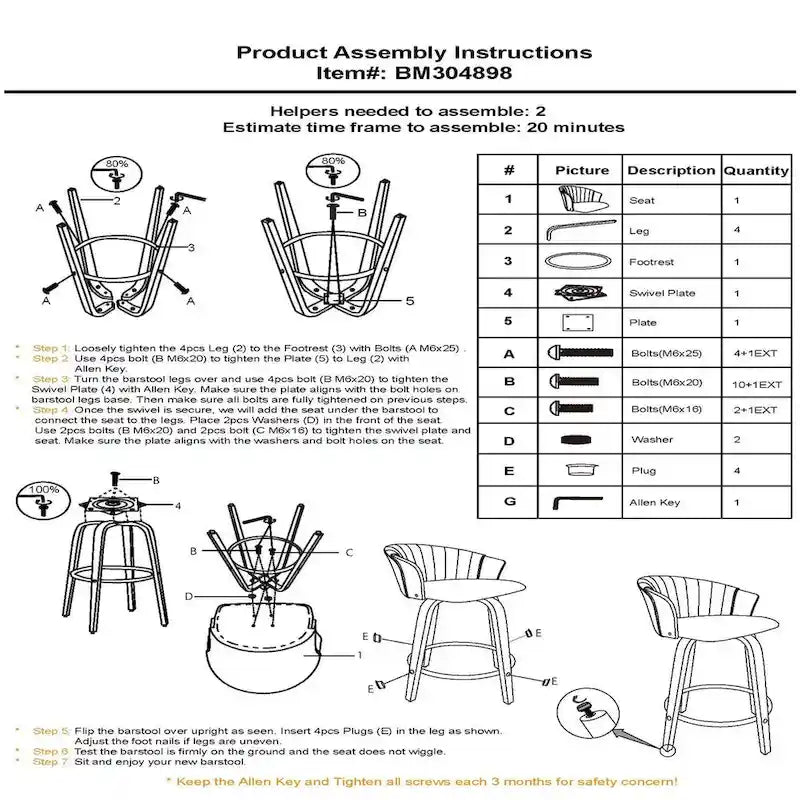 Tabouret de comptoir pivotant Oja 26 pouces, simili-cuir gris, noyer brun