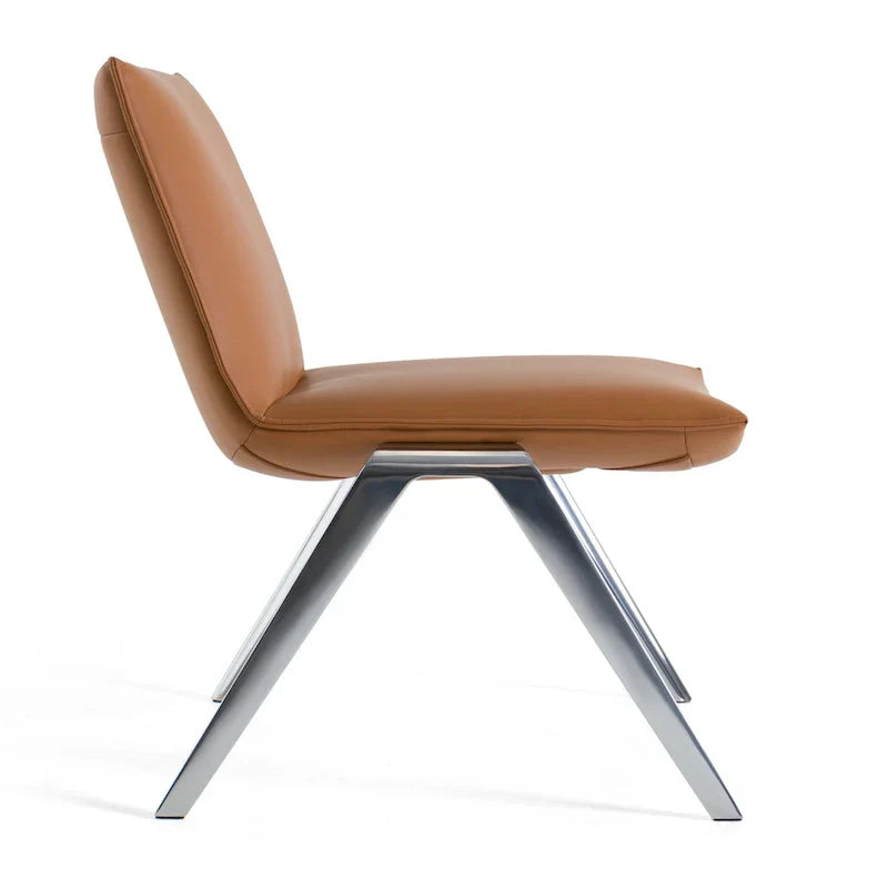 Chaise de bureau moderne Modrest Cedric en cuir végétalien couleur camel
