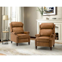 Lot de 2 Fauteuils Inclinables Modernes Noemon en Cuir Véritable avec Clous Décoratifs par HULALA HOME