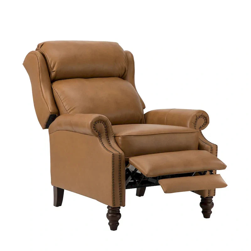 Lot de 2 Fauteuils Inclinables Modernes Noemon en Cuir Véritable avec Clous Décoratifs par HULALA HOME