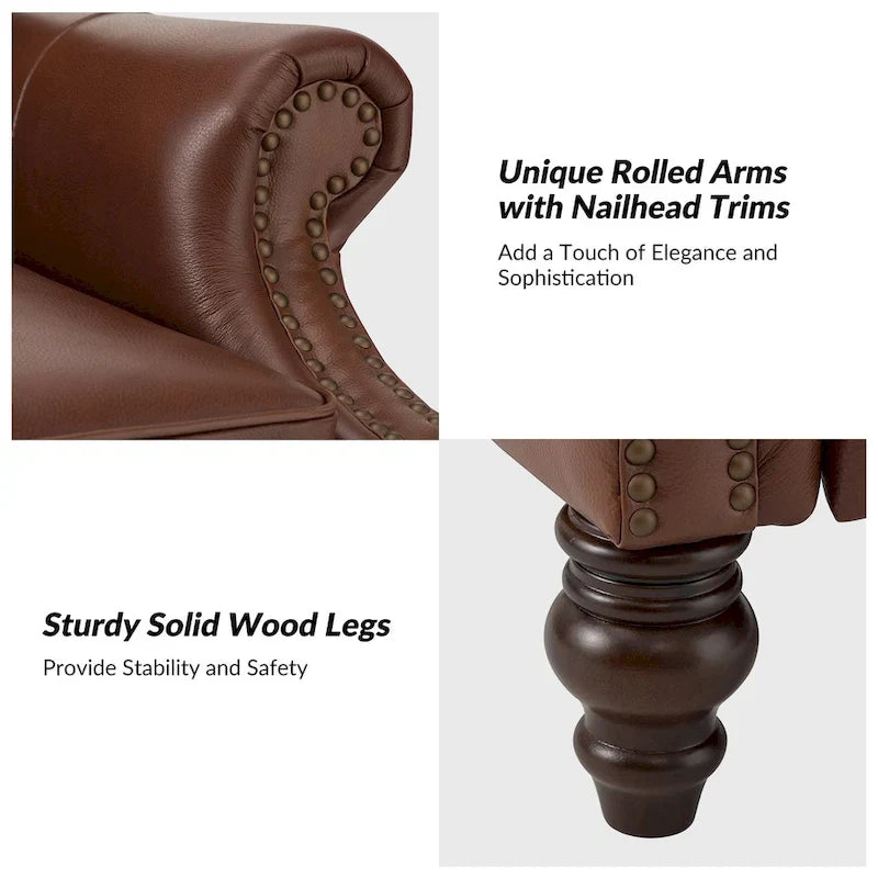 Lot de 2 Fauteuils Inclinables Modernes Noemon en Cuir Véritable avec Clous Décoratifs par HULALA HOME