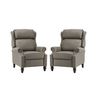 Lot de 2 Fauteuils Inclinables Modernes Noemon en Cuir Véritable avec Clous Décoratifs par HULALA HOME