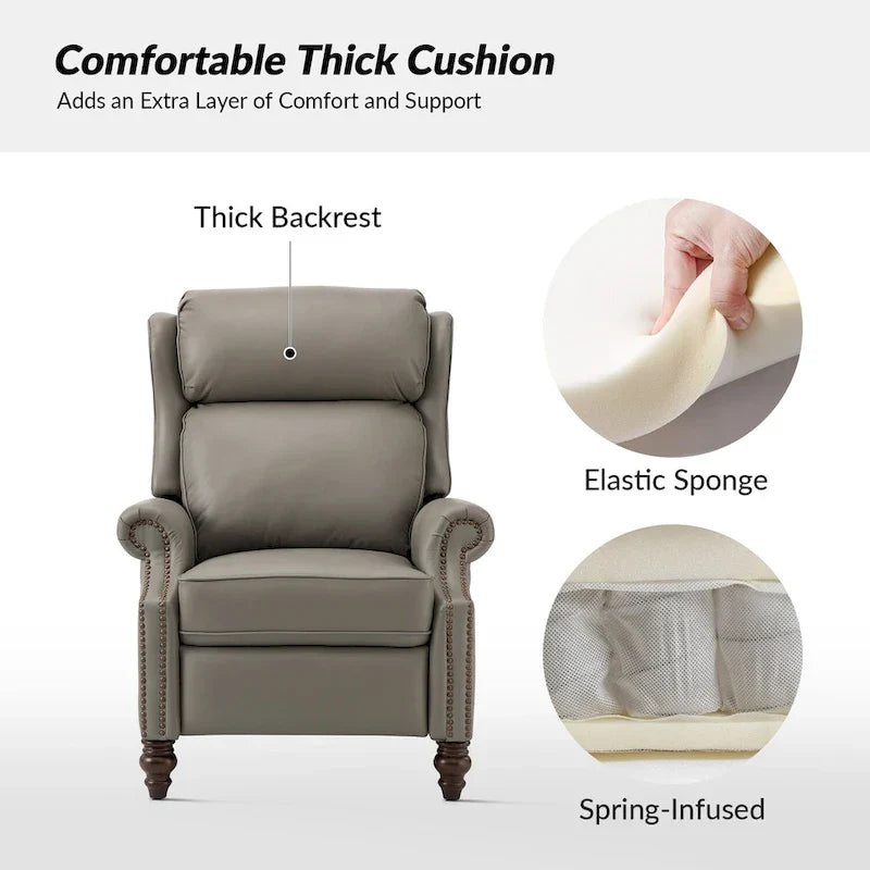 Lot de 2 Fauteuils Inclinables Modernes Noemon en Cuir Véritable avec Clous Décoratifs par HULALA HOME