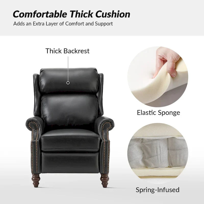 Lot de 2 Fauteuils Inclinables Modernes Noemon en Cuir Véritable avec Clous Décoratifs par HULALA HOME