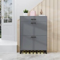 Meuble à chaussures pour entrée, organiseur autoportant avec 2 tiroirs basculants, rangement à chaussures caché pour couloir/penderie
