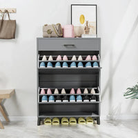 Meuble à chaussures pour entrée, organiseur autoportant avec 2 tiroirs basculants, rangement à chaussures caché pour couloir/penderie