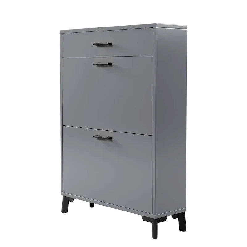 Meuble à chaussures pour entrée, organiseur autoportant avec 2 tiroirs basculants, rangement à chaussures caché pour couloir/penderie