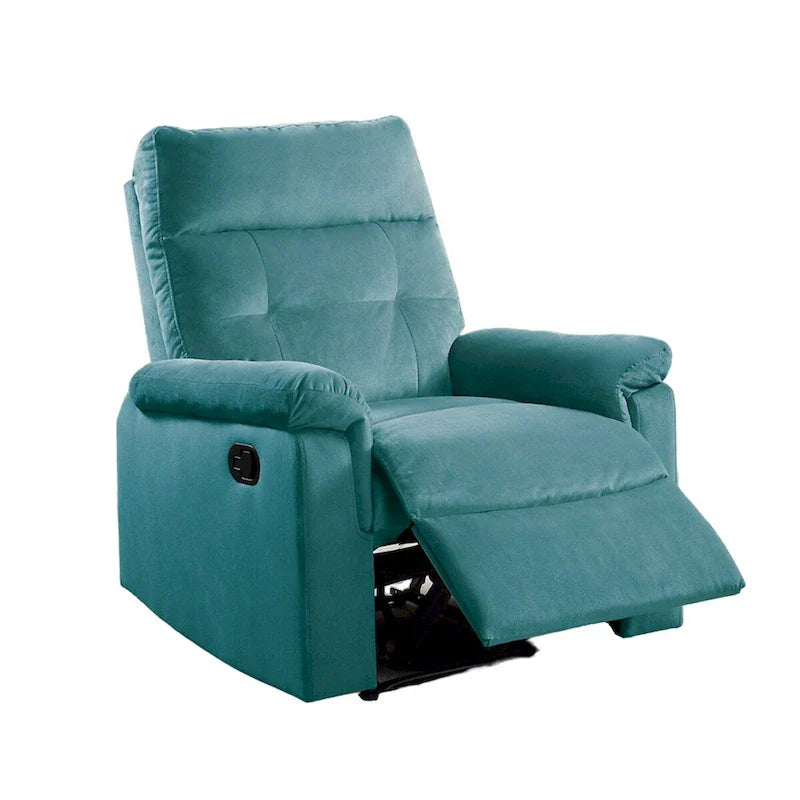 Fauteuil inclinable simple à mouvement manuel rembourré en velours avec dossier capitonné