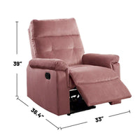 Fauteuil inclinable simple à mouvement manuel rembourré en velours avec dossier capitonné