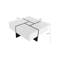 Table basse unique et élégante en bois avec plateau coulissant extensible