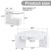 Table basse en MDF texture marbre avec table d'appoint. S'harmonise avec de multiples scènes. Convient pour le salon et la chambre à coucher.