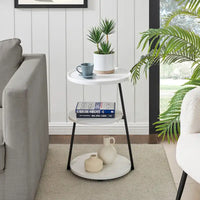 Table d'appoint Skylar à 3 niveaux avec plateau à rebord relevé et pieds asymétriques en métal de style moderne du milieu du siècle