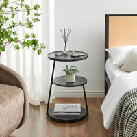 Table d'appoint Skylar à 3 niveaux avec plateau à rebord relevé et pieds asymétriques en métal de style moderne du milieu du siècle