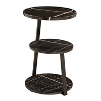 Table d'appoint Skylar à 3 niveaux avec plateau à rebord relevé et pieds asymétriques en métal de style moderne du milieu du siècle