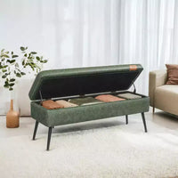 Banc coffre de rangement, Banc de lit ou d'entrée, Banc de rangement avec charnières de sécurité, Supporte 300 kg