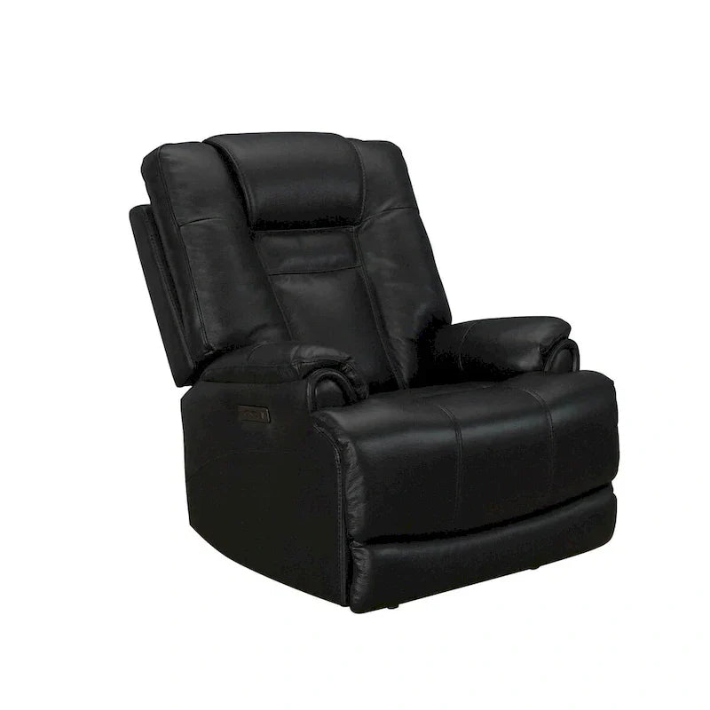 Fauteuil Inclinable Électrique Zéro Gravité en Cuir Pleine Fleur Noir avec Appui-Tête Réglable et Repose-Pieds Extensible
