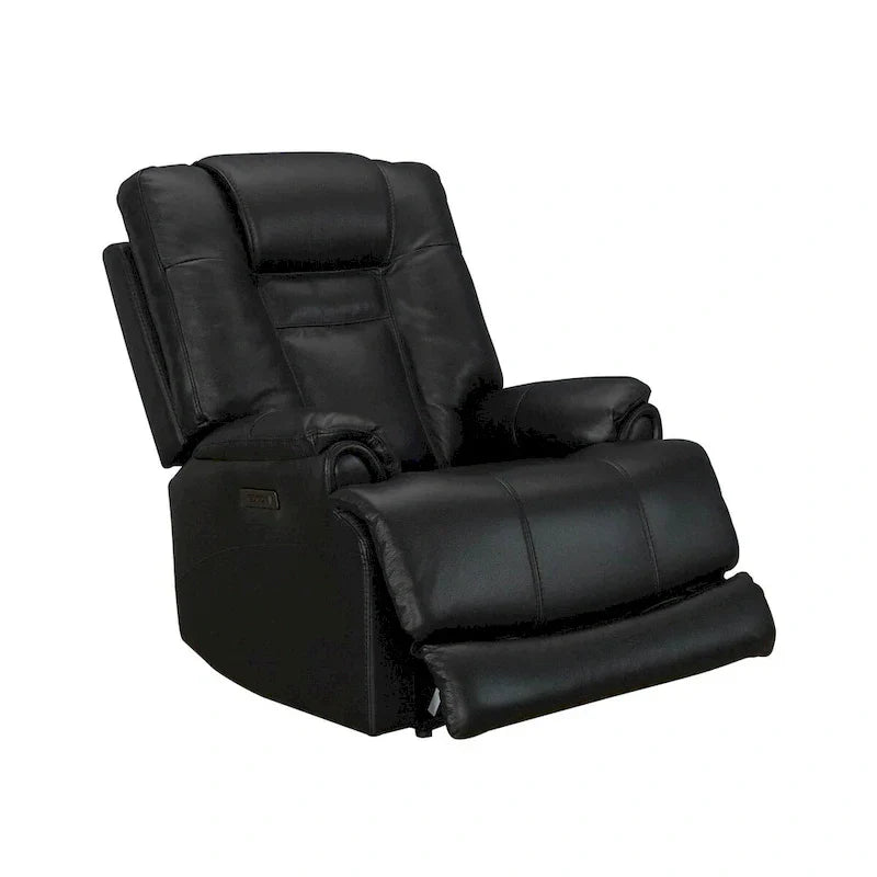 Fauteuil Inclinable Électrique Zéro Gravité en Cuir Pleine Fleur Noir avec Appui-Tête Réglable et Repose-Pieds Extensible