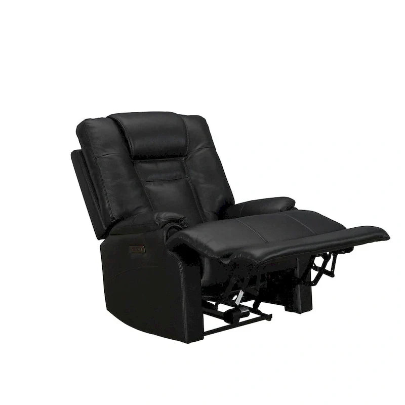 Fauteuil Inclinable Électrique Zéro Gravité en Cuir Pleine Fleur Noir avec Appui-Tête Réglable et Repose-Pieds Extensible