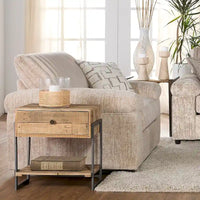 Roundhill Furniture Nason Canapé sectionnel à méridienne en velours côtelé à grosses côtes avec fauteuil et ottoman