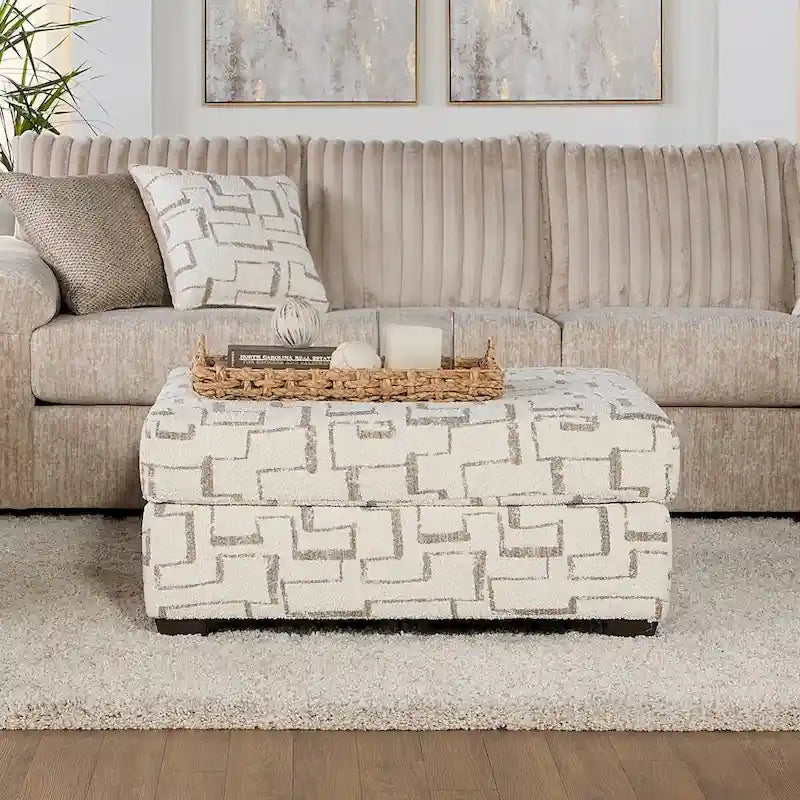 Roundhill Furniture Nason Canapé sectionnel à méridienne en velours côtelé à grosses côtes avec fauteuil et ottoman