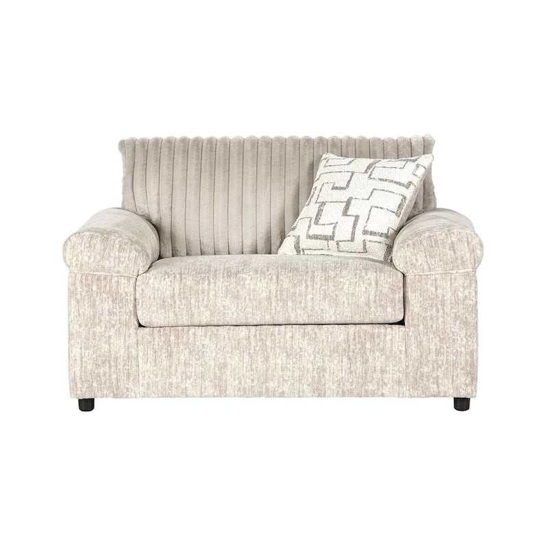 Roundhill Furniture Nason Canapé sectionnel à méridienne en velours côtelé à grosses côtes avec fauteuil et ottoman