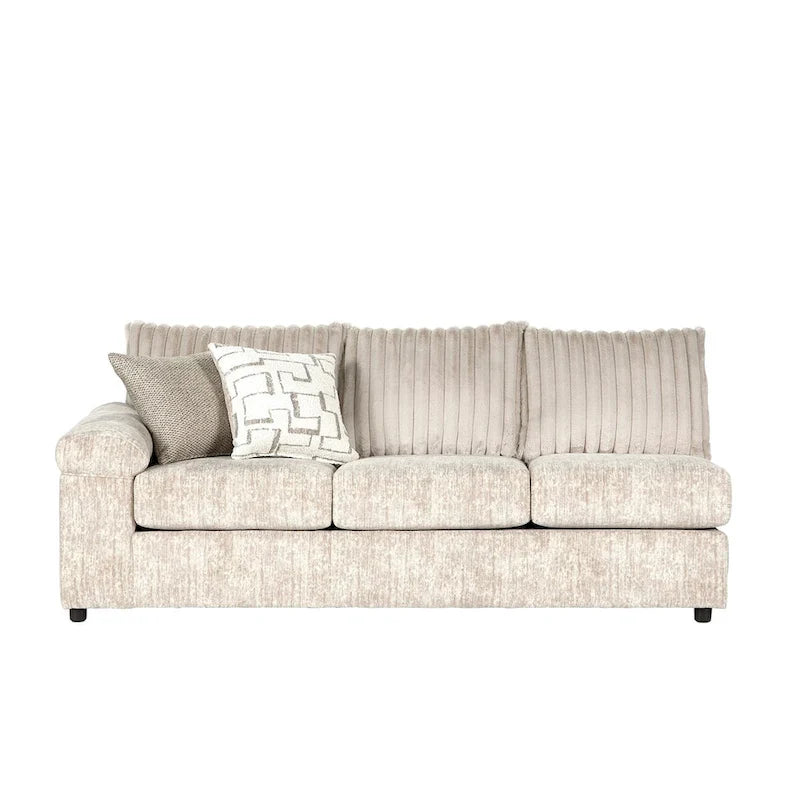 Roundhill Furniture Nason Canapé sectionnel à méridienne en velours côtelé à grosses côtes avec fauteuil et ottoman