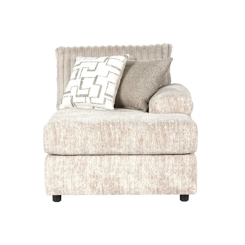 Roundhill Furniture Nason Canapé sectionnel à méridienne en velours côtelé à grosses côtes avec fauteuil et ottoman