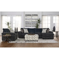 Roundhill Furniture Nason Canapé sectionnel à méridienne en velours côtelé à grosses côtes avec fauteuil et ottoman